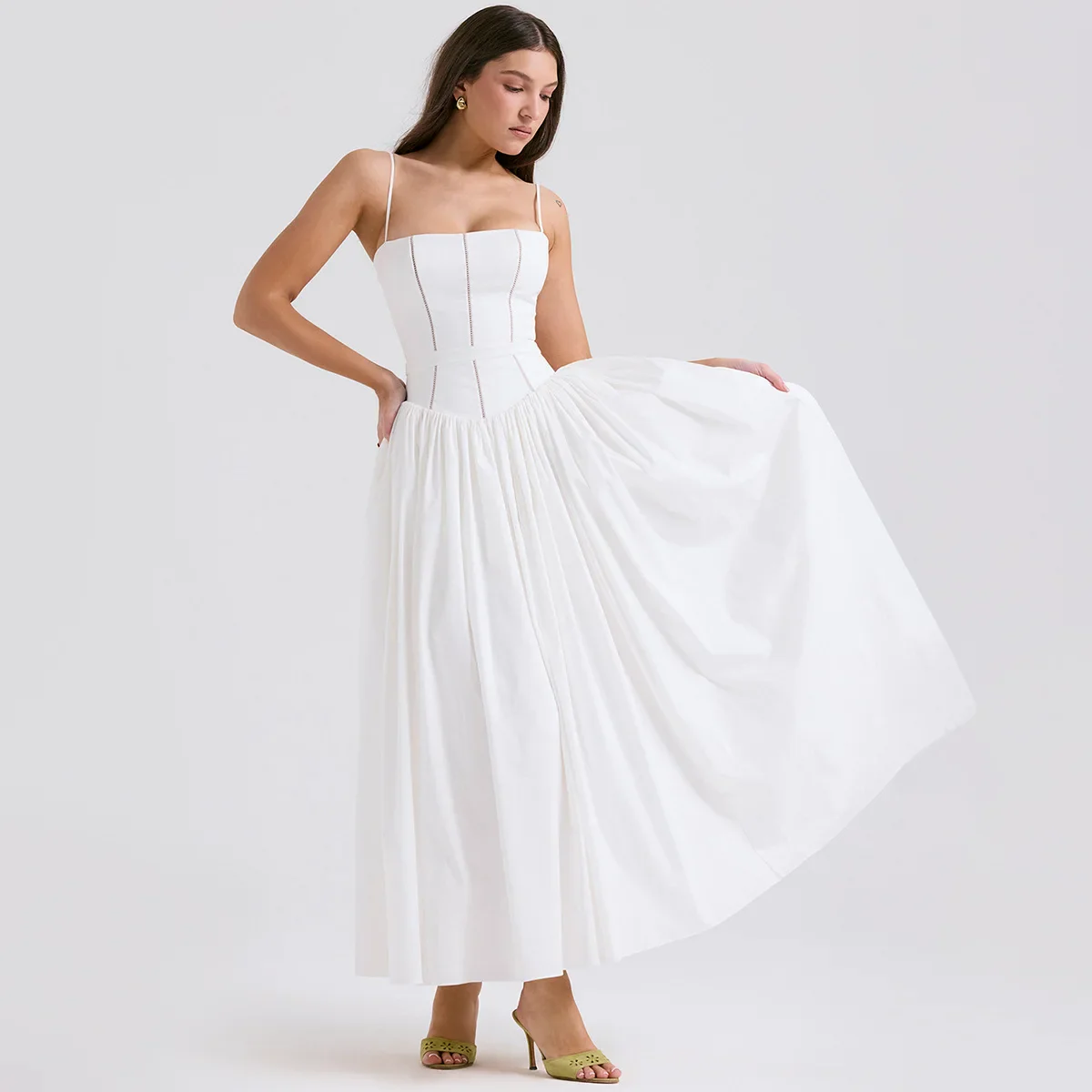 Maura Classic White Flare Dress - Image 10