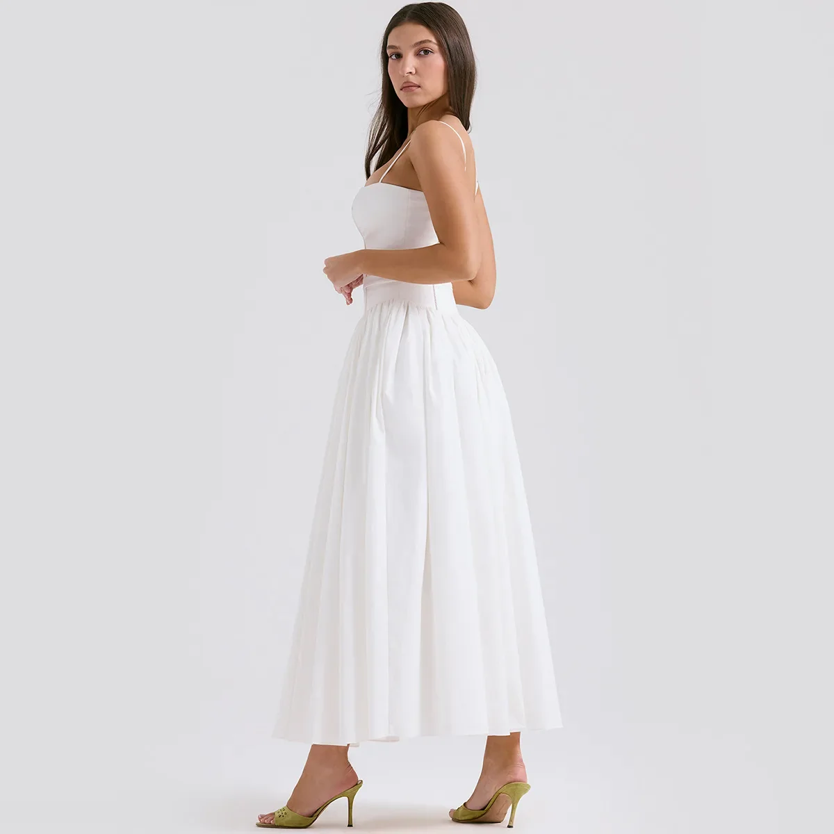 Maura Classic White Flare Dress - Image 11