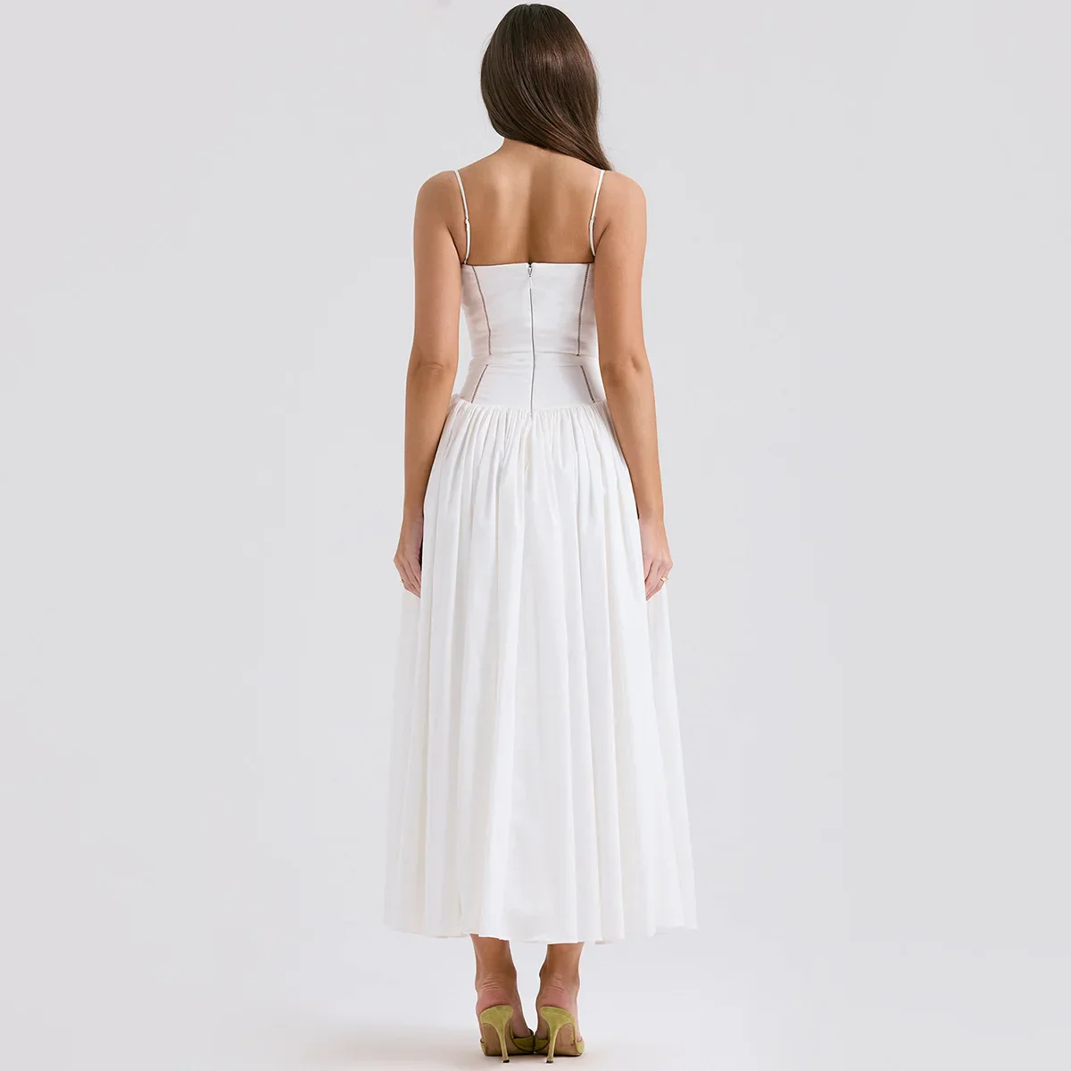 Maura Classic White Flare Dress - Image 12