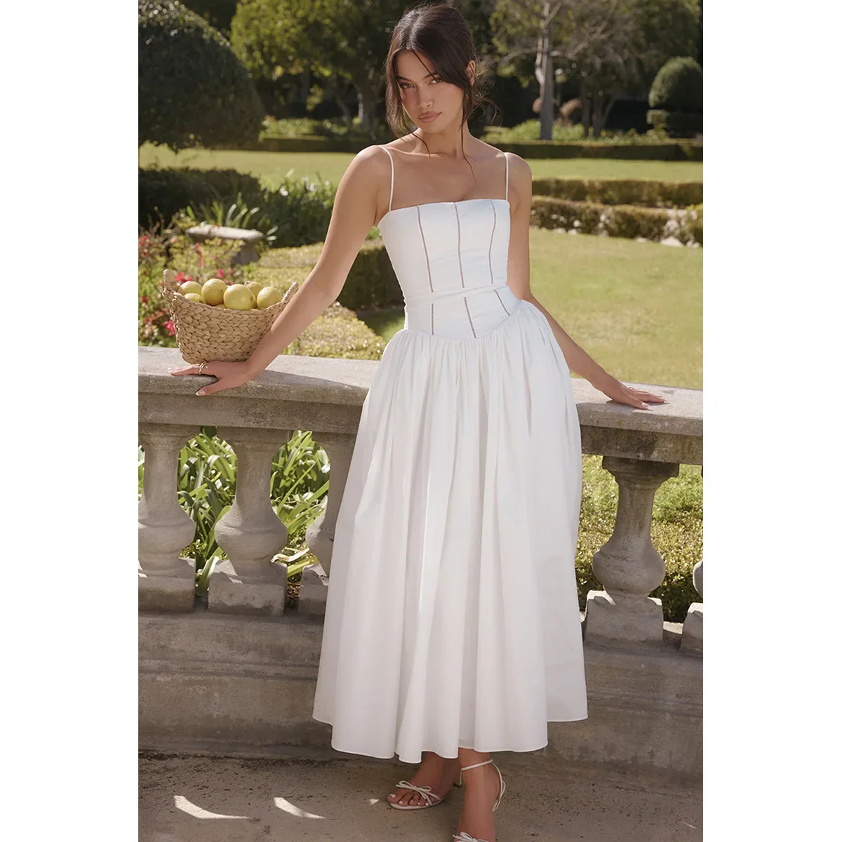 Maura Classic White Flare Dress - Image 13