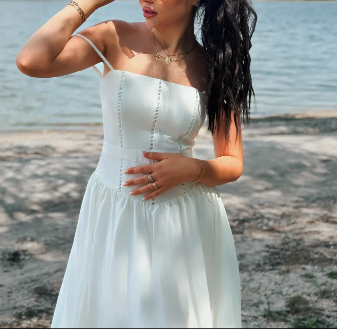 Maura Classic White Flare Dress - Image 20