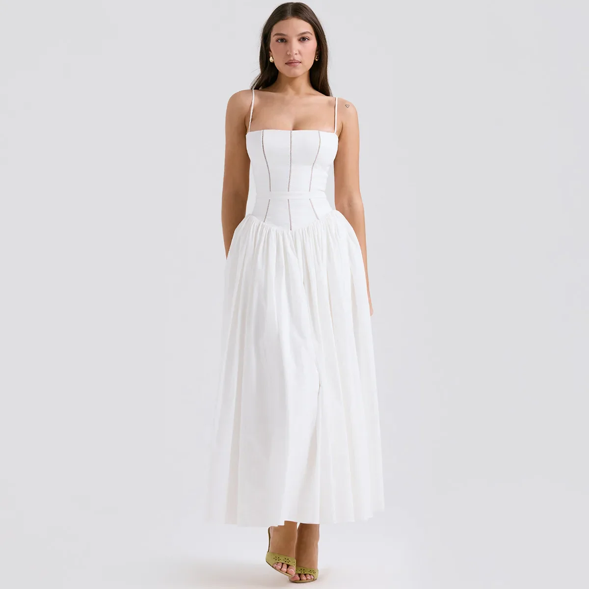 Maura Classic White Flare Dress - Image 6