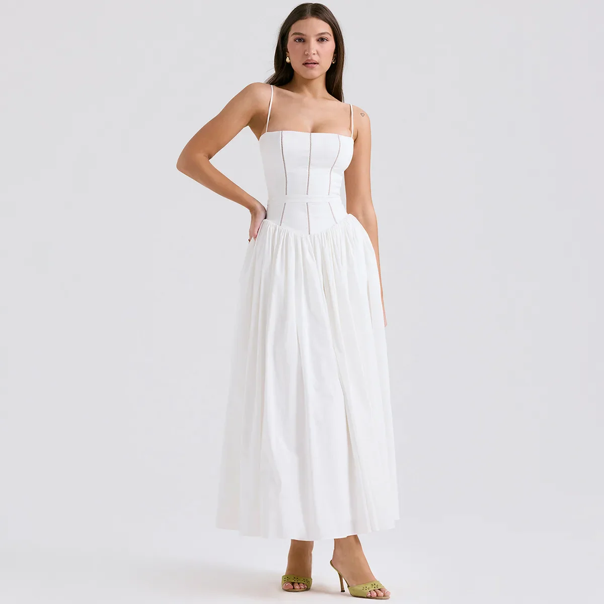 Maura Classic White Flare Dress - Image 9