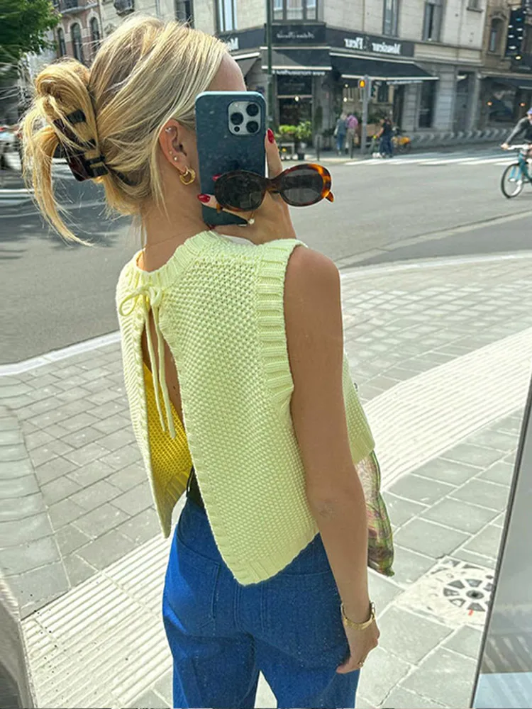 Mellow Marigold Backless Knit Top - Image 2