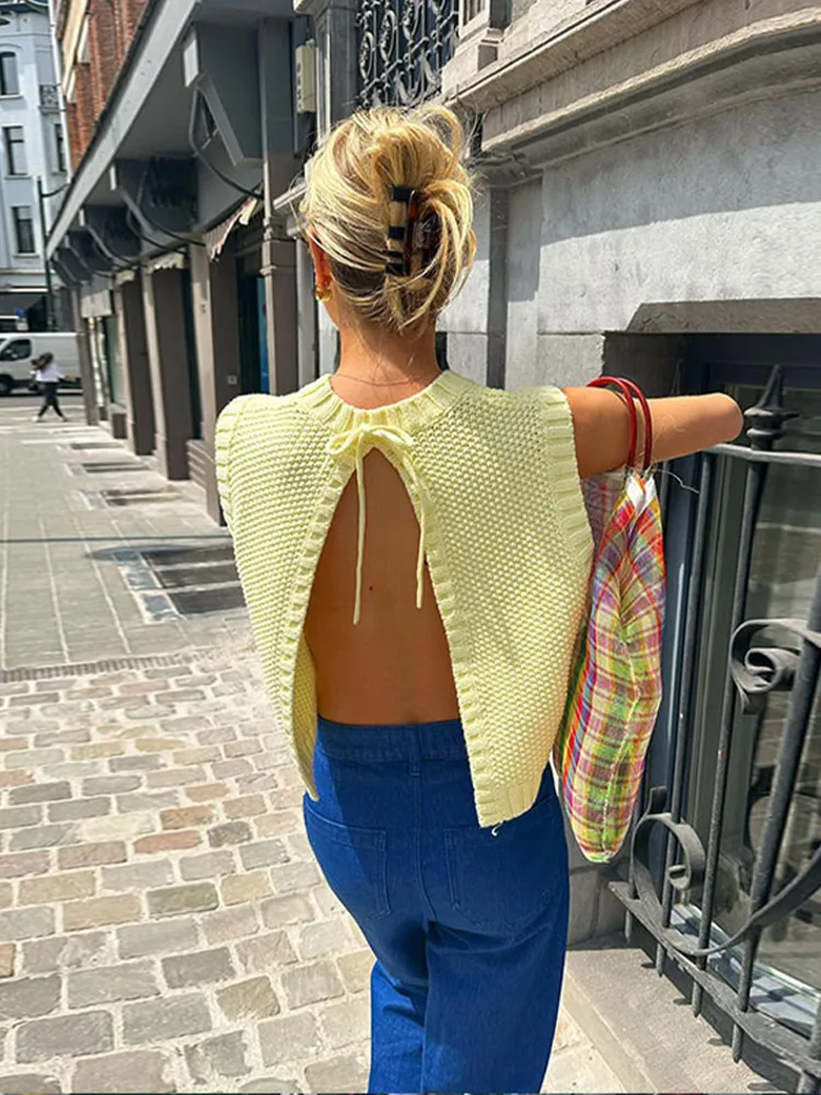 Mellow Marigold Backless Knit Top - Image 3