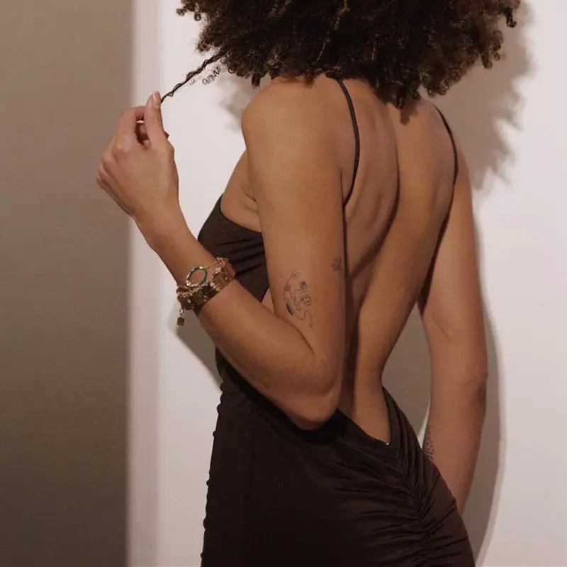 Mocha After Dinner Backless Midi Dress - Image 5