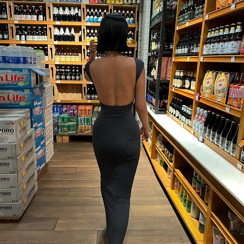 'Night's Wink' Backless Maxi Dress - Image 17