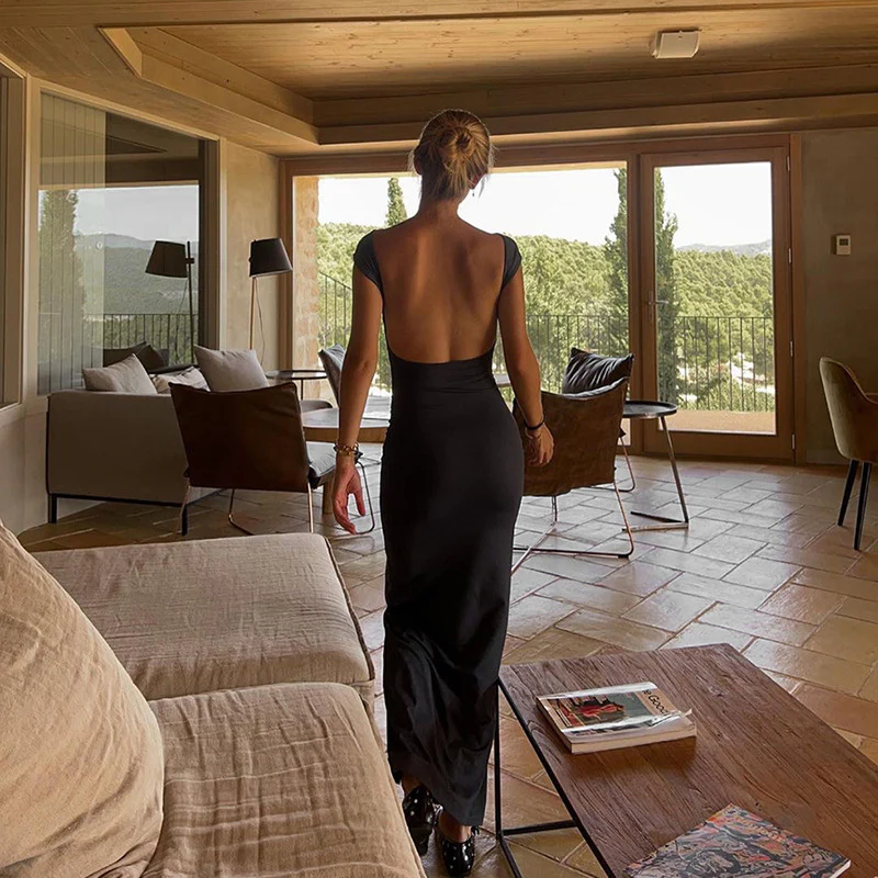 'Night's Wink' Backless Maxi Dress - Image 2