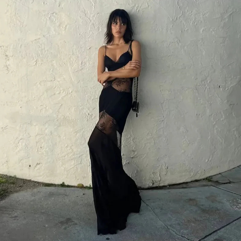 Noelia See Through Sling Maxi Dress