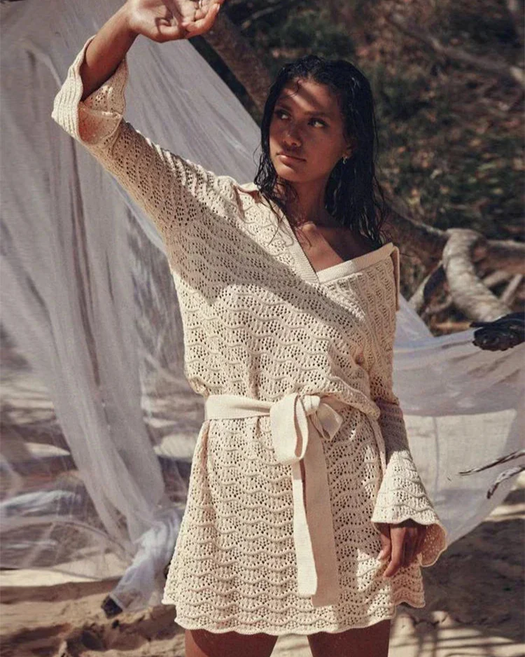 Noemi V Neck Hollow Out Dress - Image 3