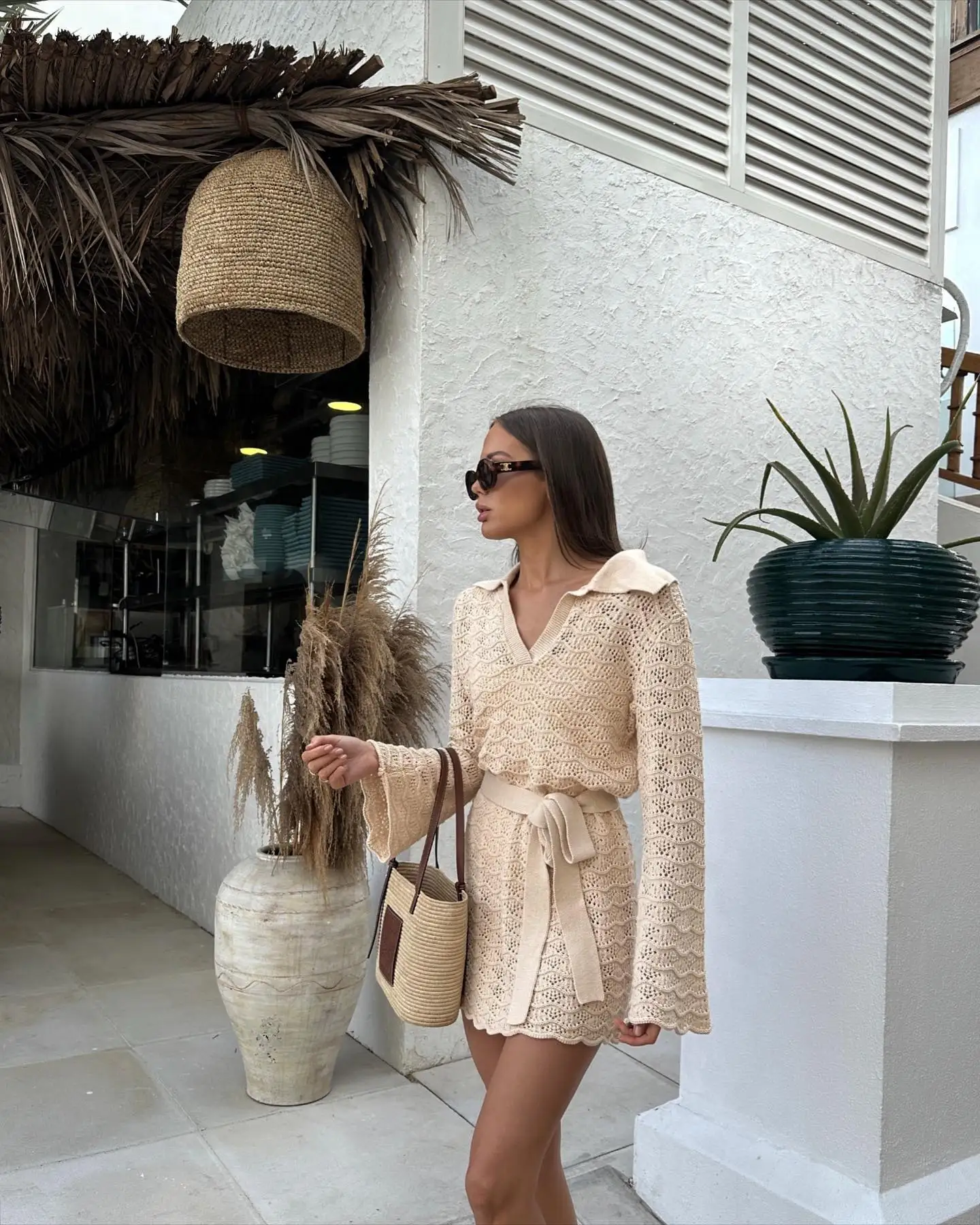 Noemi V Neck Hollow Out Dress - Image 6