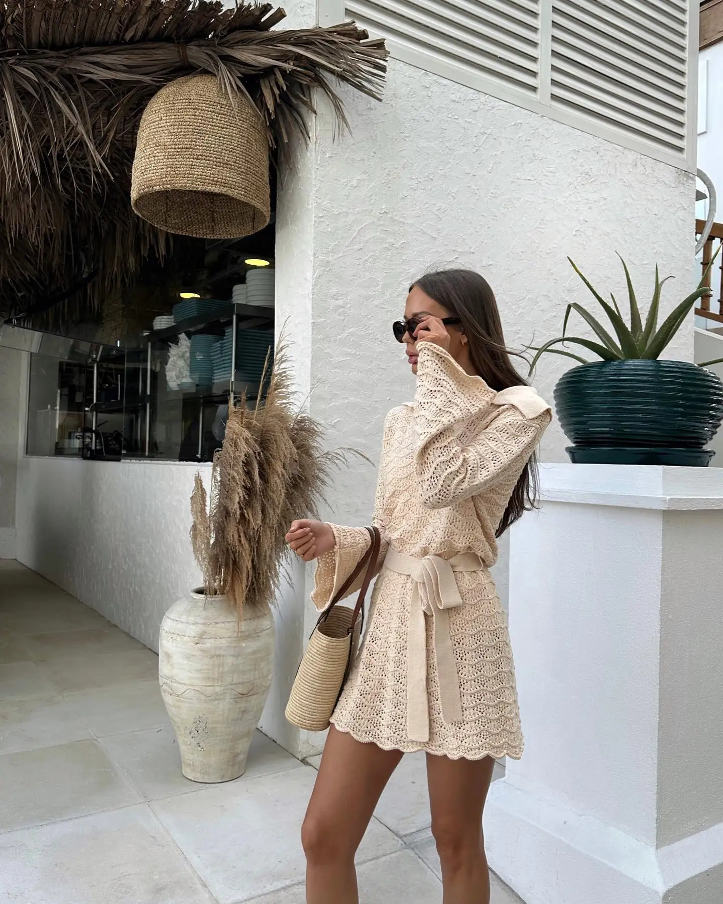 Noemi V Neck Hollow Out Dress - Image 7