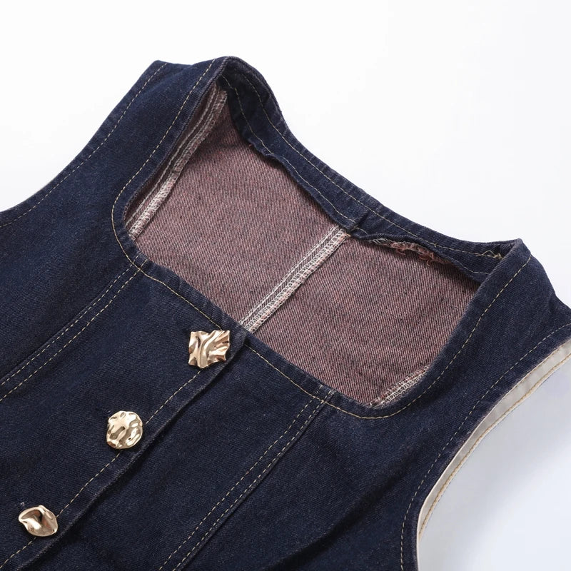 Office Era Square Neck Denim Set - Image 7