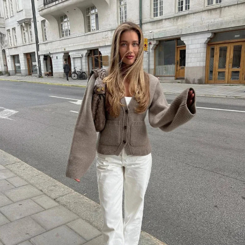 Old School V Neck Knit Cardigan - Image 2