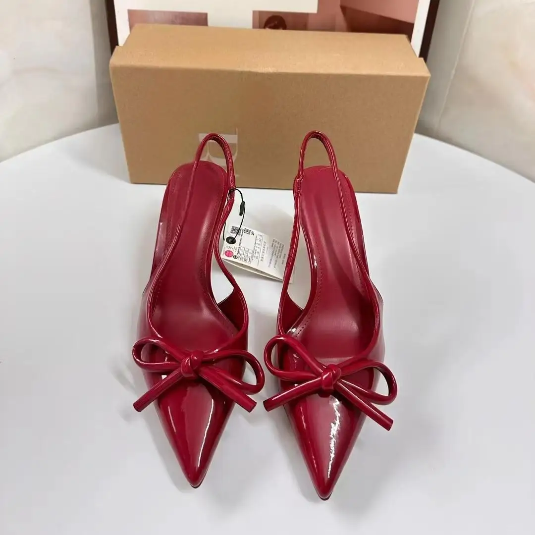 Ozzy Red Bow Slingback Heels - Image 4