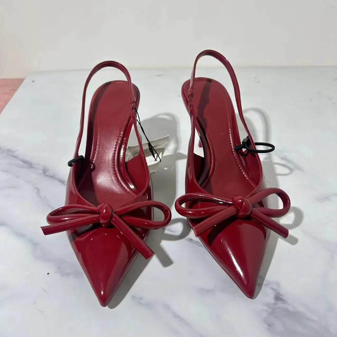 Ozzy Red Bow Slingback Heels - Image 5