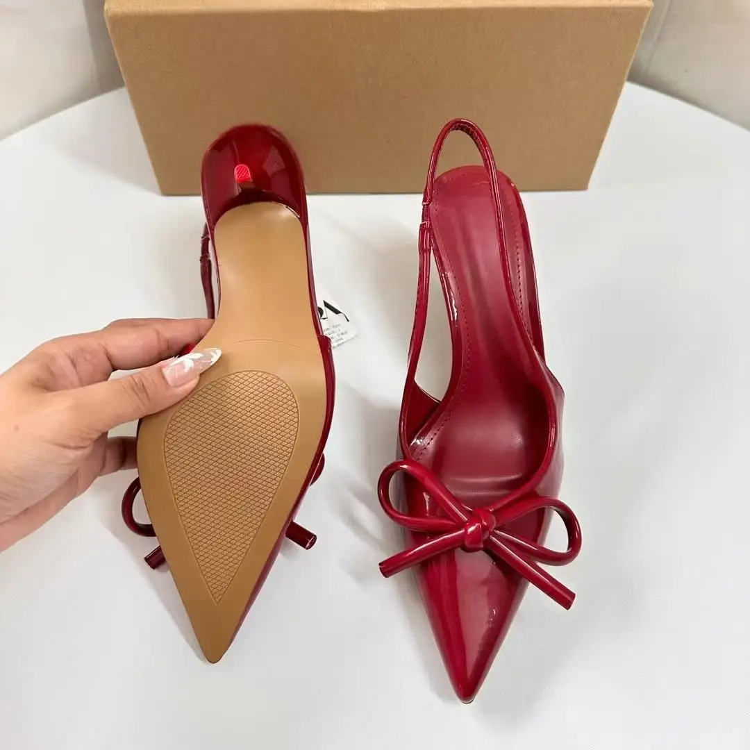 Ozzy Red Bow Slingback Heels - Image 6