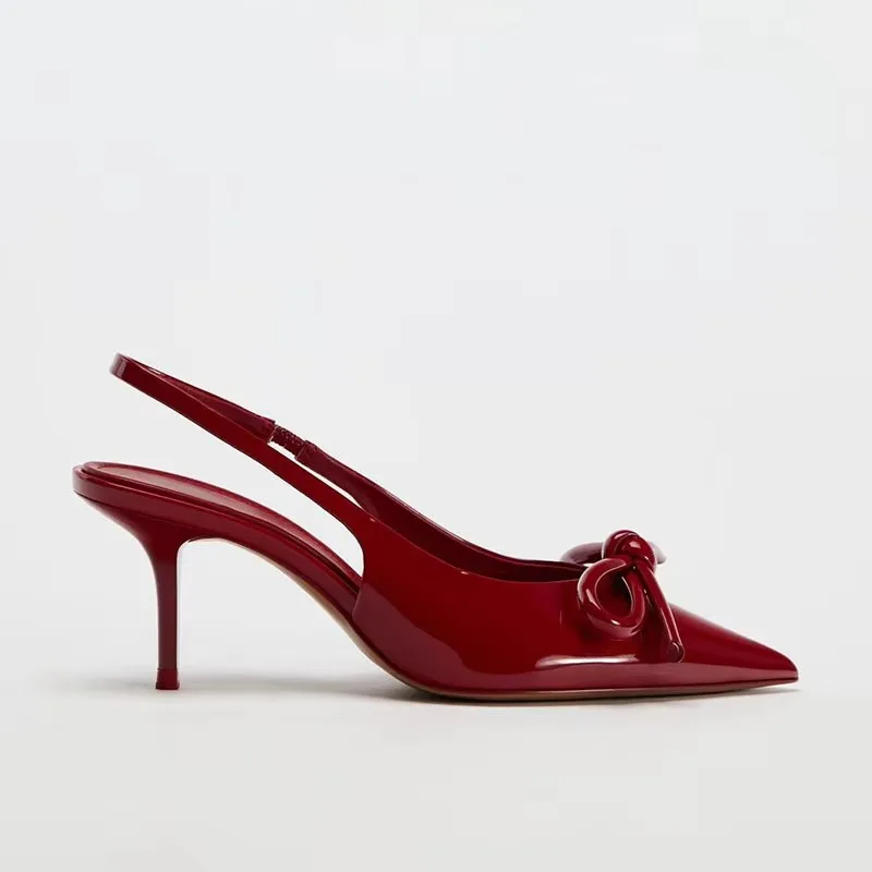 Ozzy Red Bow Slingback Heels - Image 9