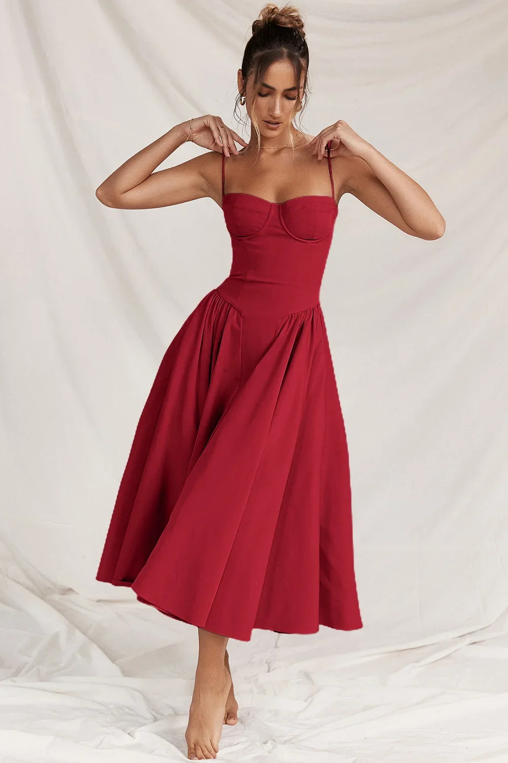 Parisians Low Cut Pleated A Line Dress - Image 13