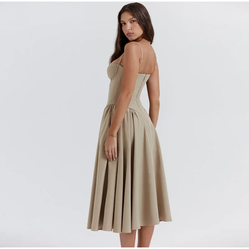 Parisians Low Cut Pleated A Line Dress - Image 2