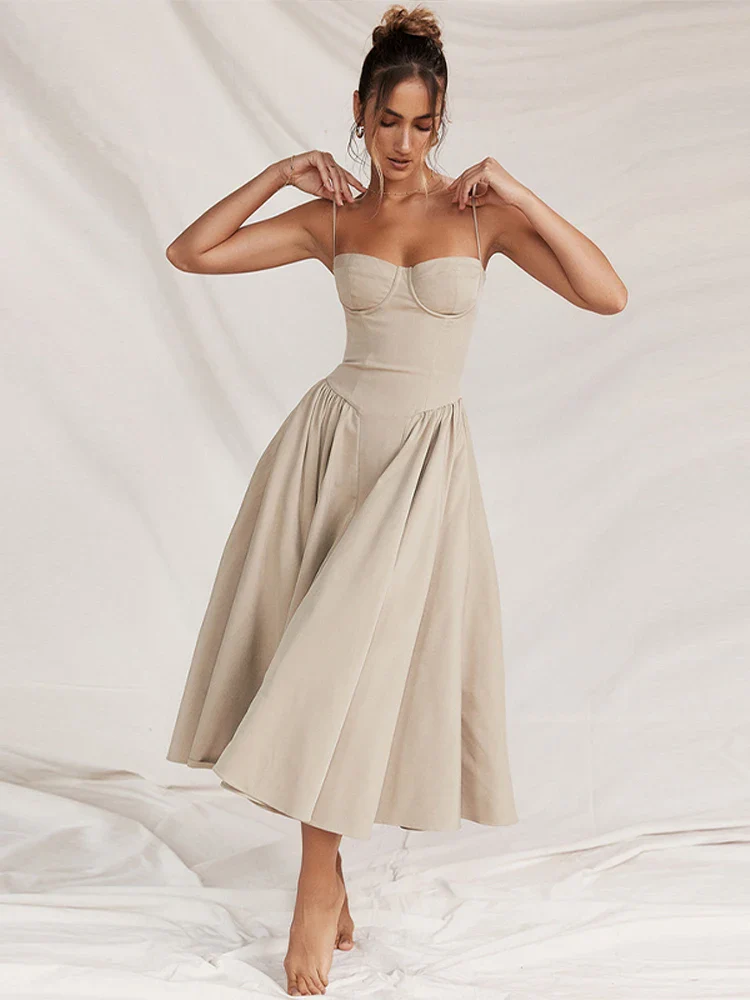 Parisians Low Cut Pleated A Line Dress - Image 3