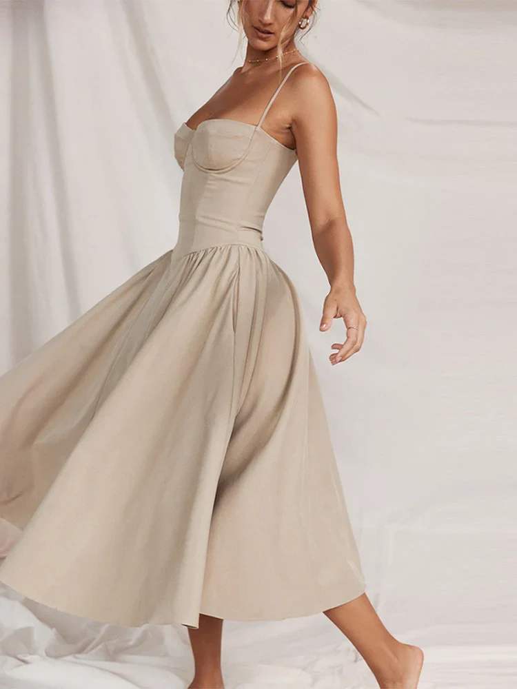 Parisians Low Cut Pleated A Line Dress - Image 4