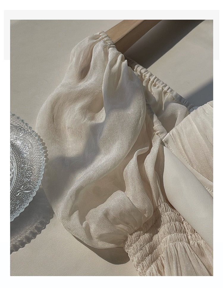 Pearl Elegance Puff Sleeves Midi Dress - Image 19