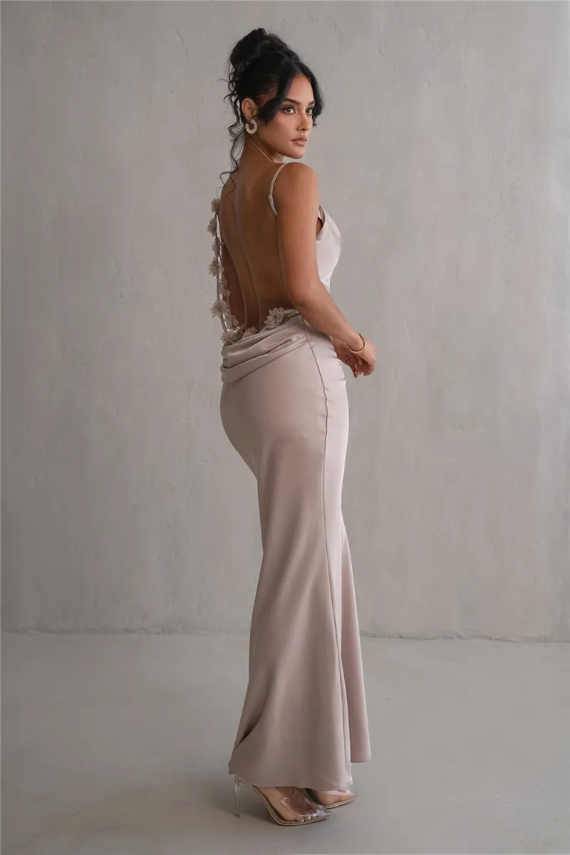 Petal Flow Backless Maxi Dress - Image 14