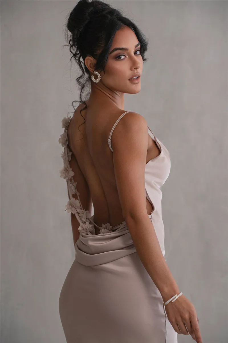 Petal Flow Backless Maxi Dress - Image 15