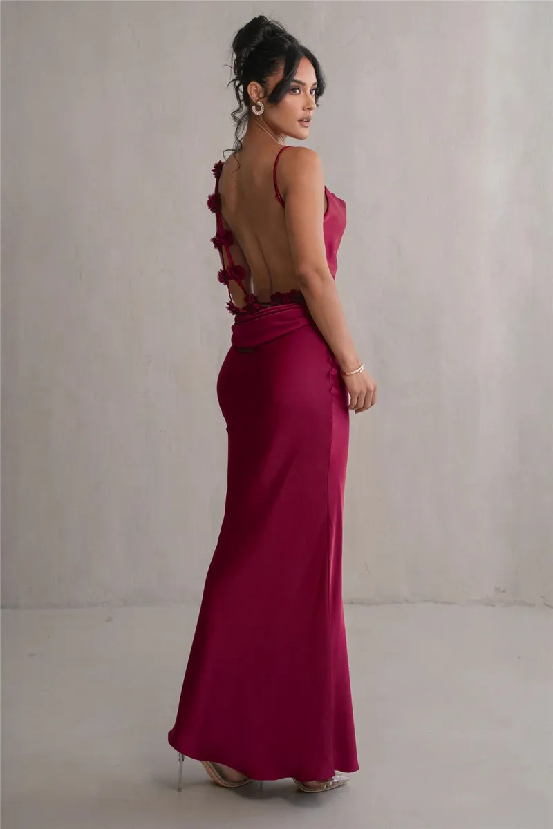 Petal Flow Backless Maxi Dress - Image 22