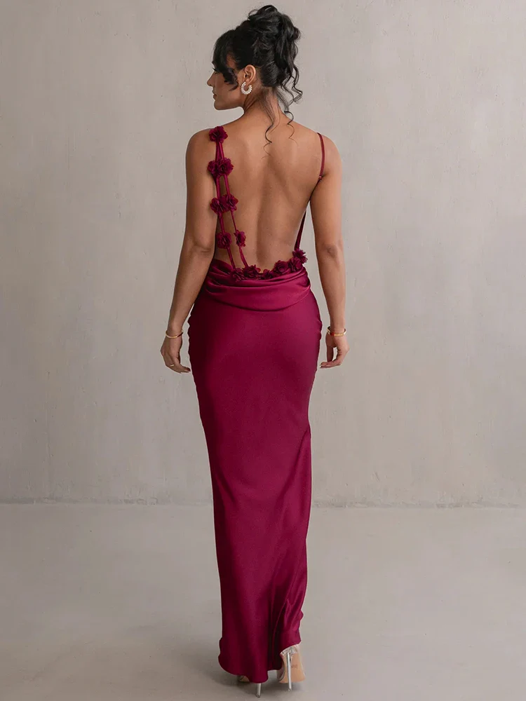 Petal Flow Backless Maxi Dress - Image 23
