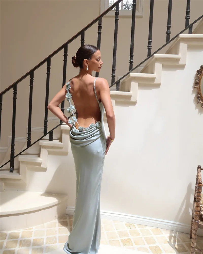 Petal Flow Backless Maxi Dress - Image 5