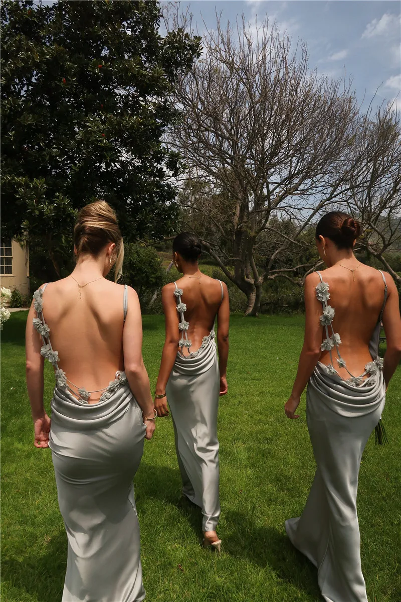 Petal Flow Backless Maxi Dress - Image 8