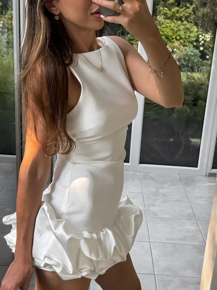 Porcelain Ruffled Hem Dress - Image 2