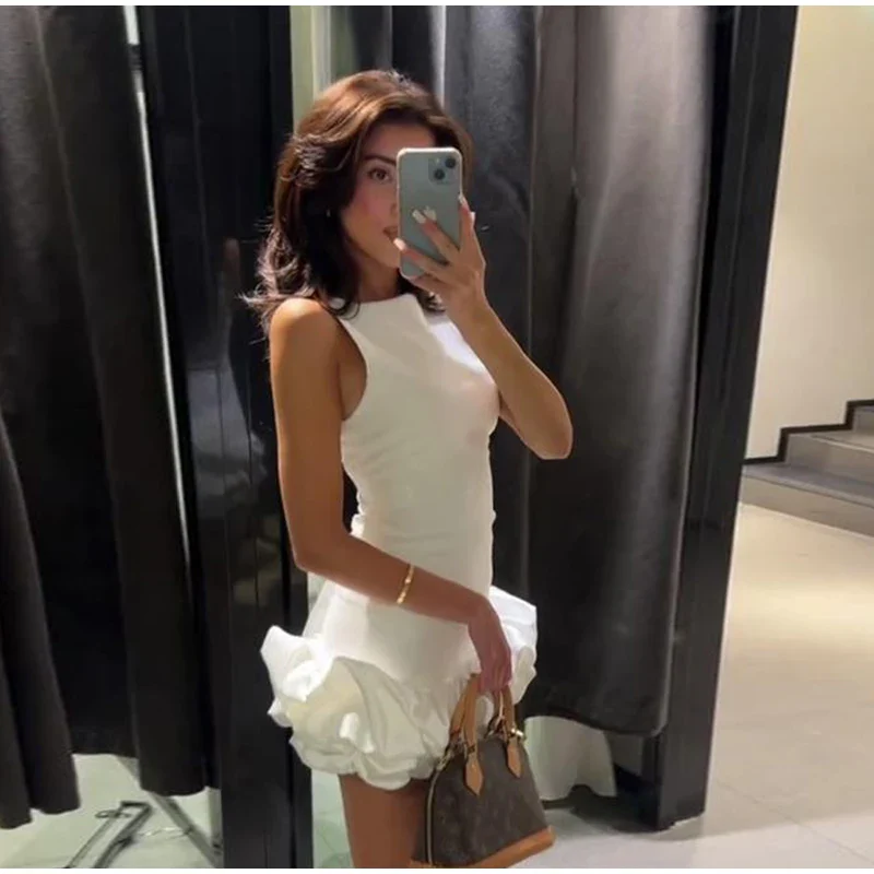Porcelain Ruffled Hem Dress - Image 5