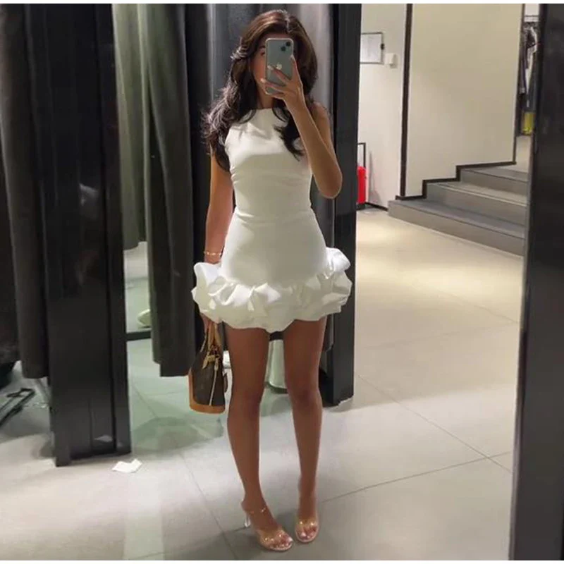 Porcelain Ruffled Hem Dress - Image 6