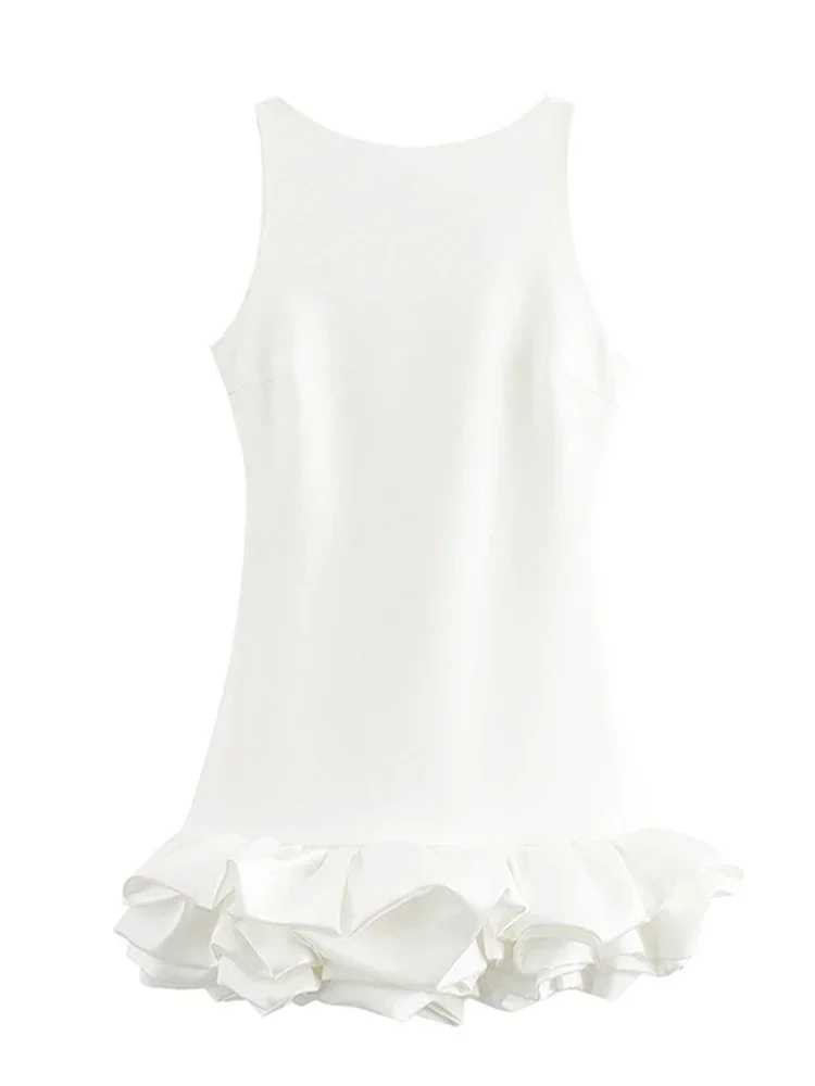 Porcelain Ruffled Hem Dress - Image 7