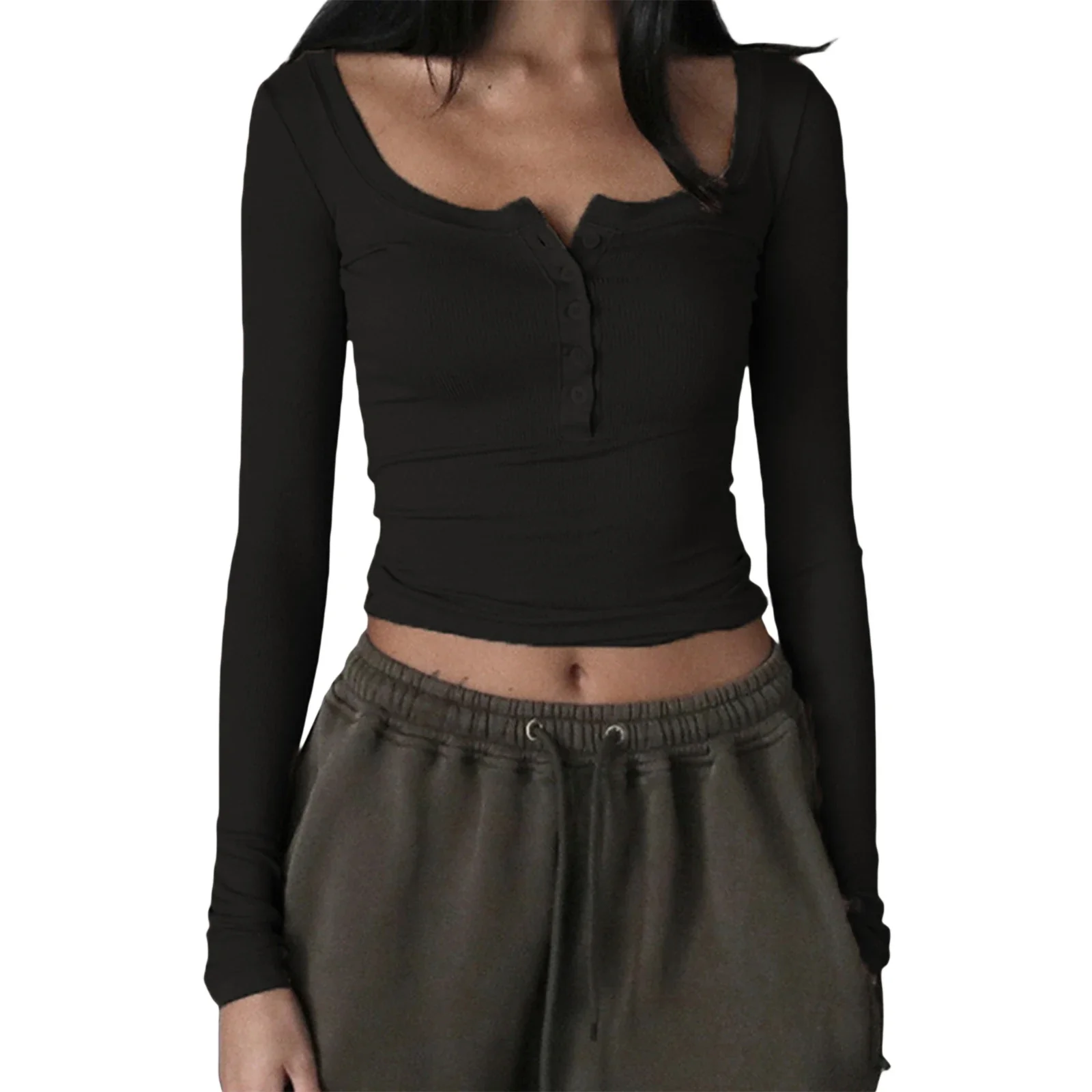 Racine Square Neck Ribbed Crop Top - Image 9