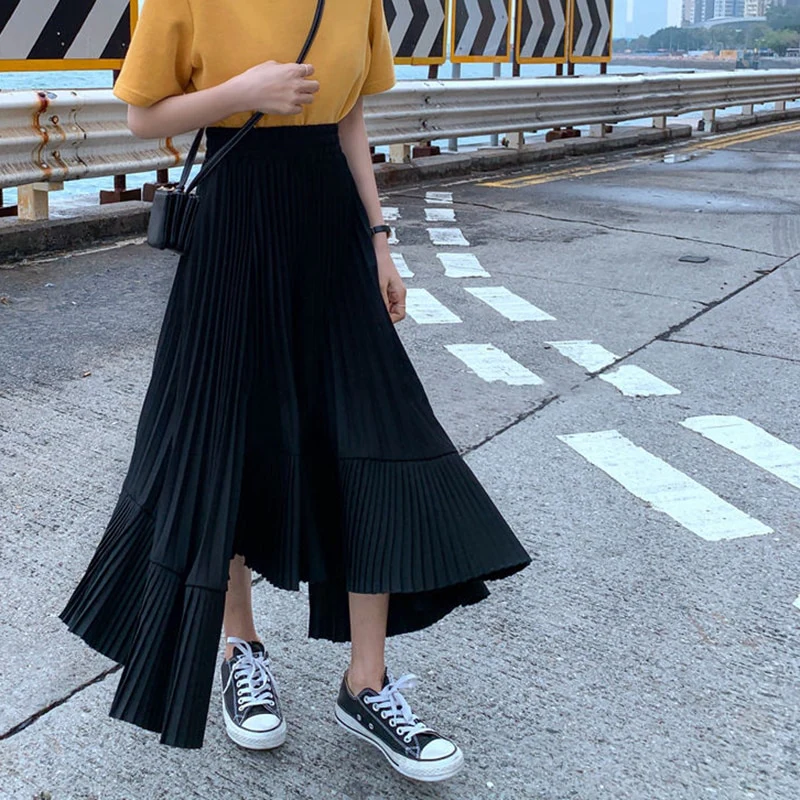 Reno Pleated Asymmetrical Long Skirt - Image 10
