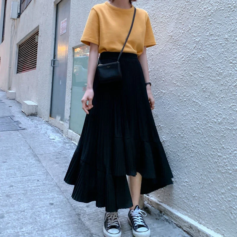 Reno Pleated Asymmetrical Long Skirt - Image 14