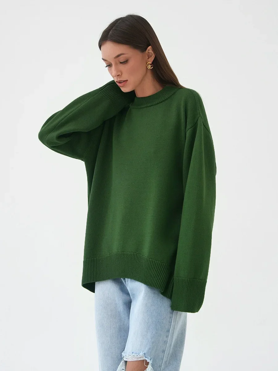 Roll With The Flow O Neck Knitted Pullover - Image 10
