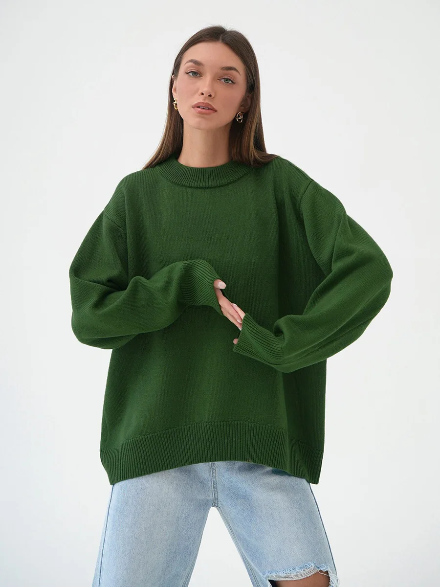 Roll With The Flow O Neck Knitted Pullover - Image 11