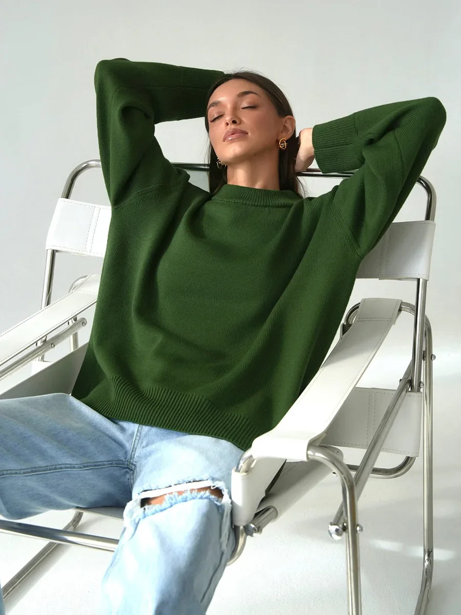 Roll With The Flow O Neck Knitted Pullover - Image 12