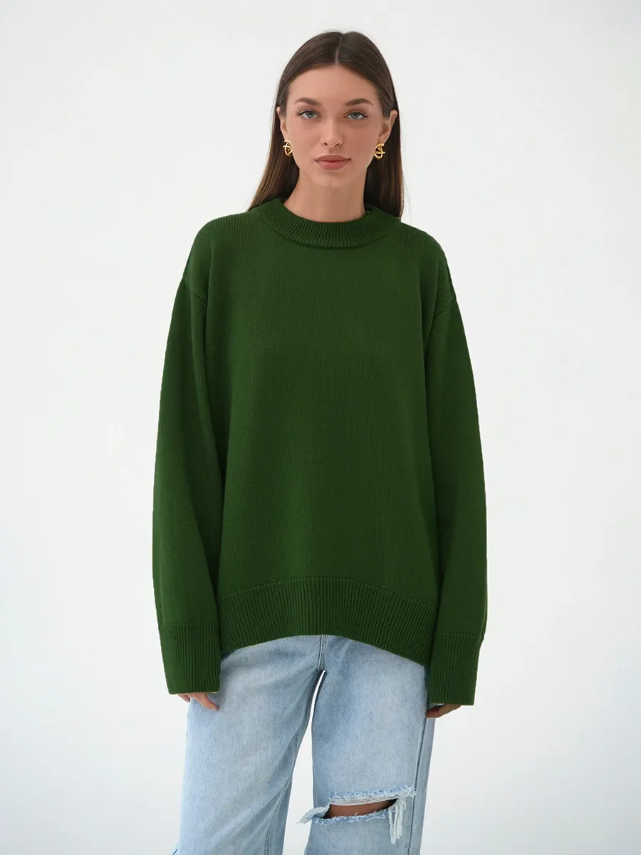 Roll With The Flow O Neck Knitted Pullover - Image 14