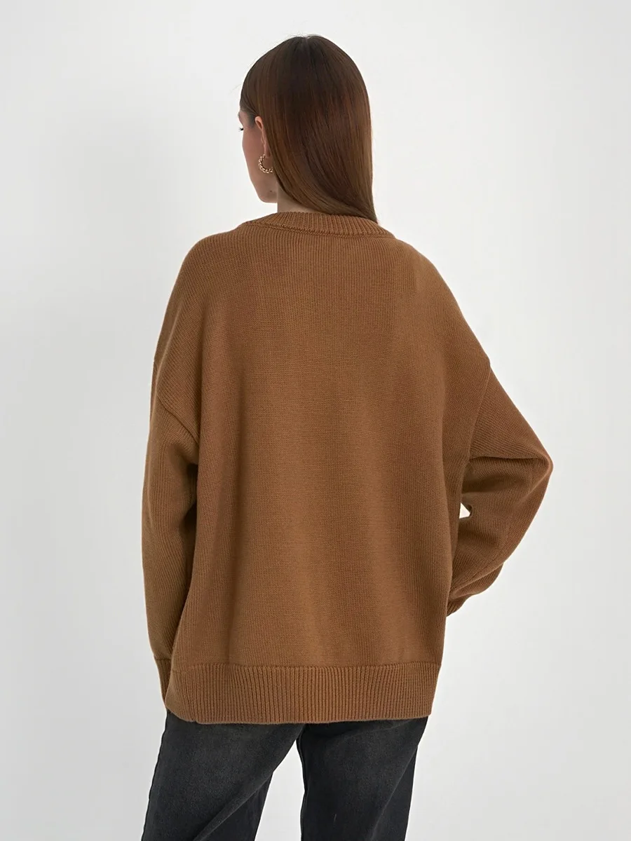 Roll With The Flow O Neck Knitted Pullover - Image 19