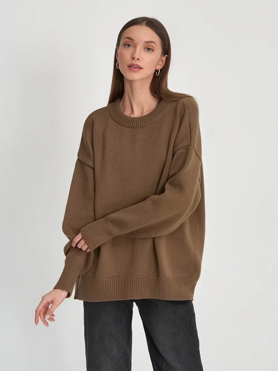 Roll With The Flow O Neck Knitted Pullover - Image 20