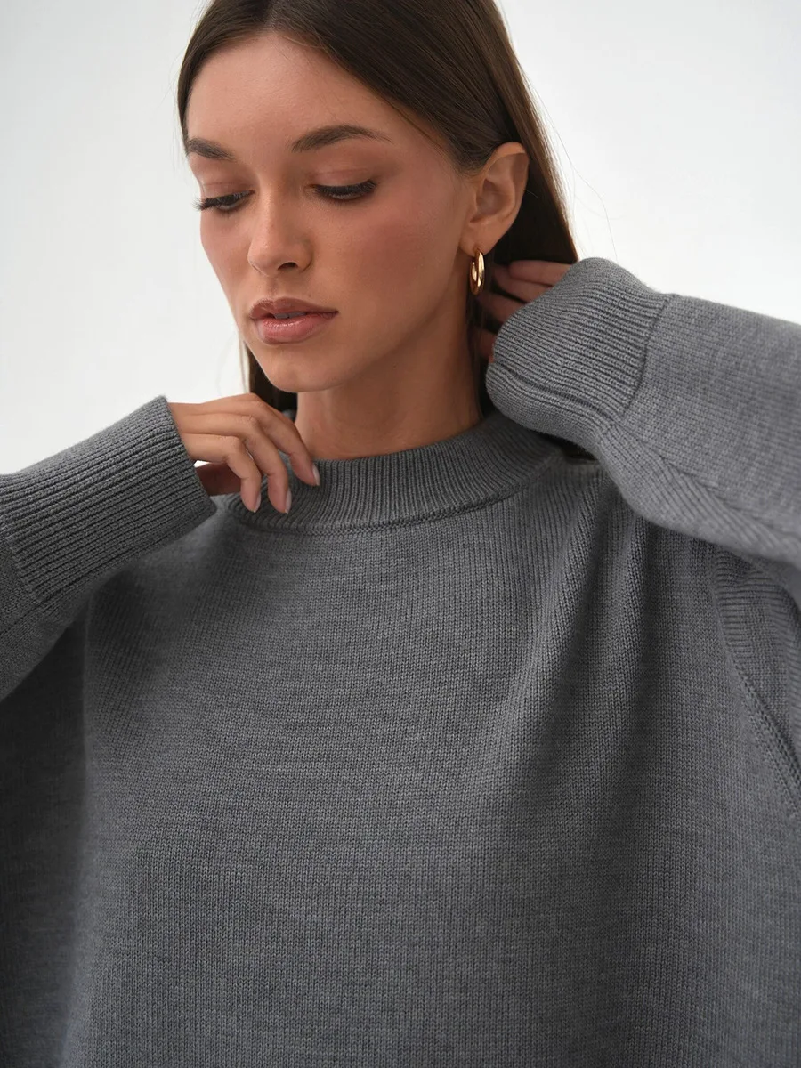 Roll With The Flow O Neck Knitted Pullover - Image 23