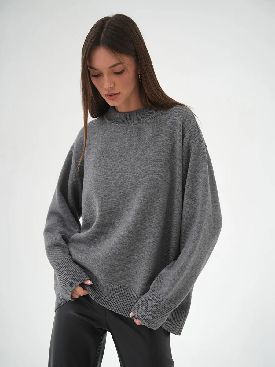 Roll With The Flow O Neck Knitted Pullover - Image 25