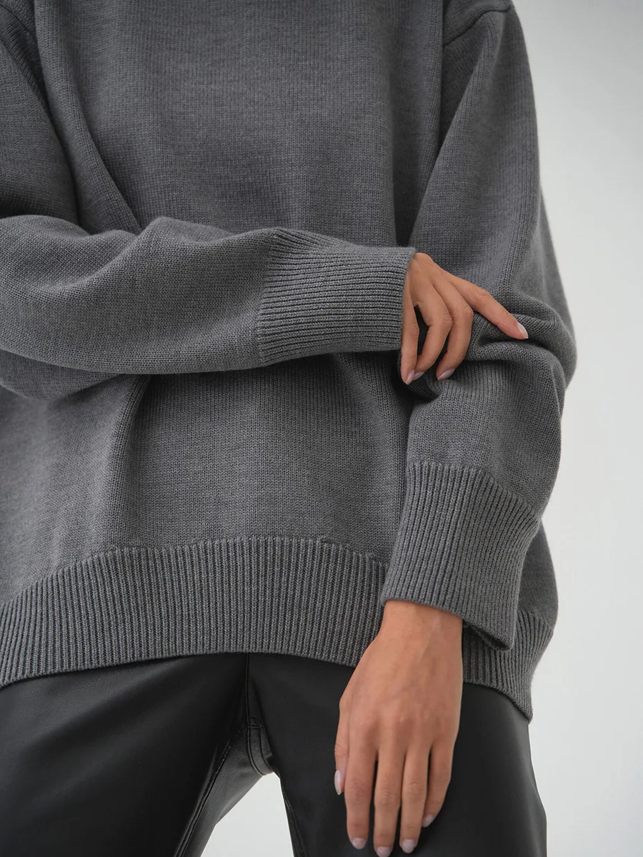Roll With The Flow O Neck Knitted Pullover - Image 28