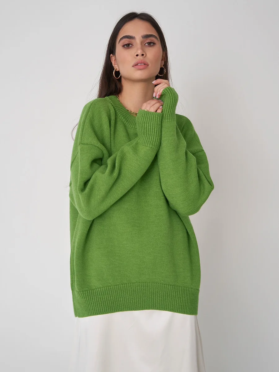 Roll With The Flow O Neck Knitted Pullover - Image 4